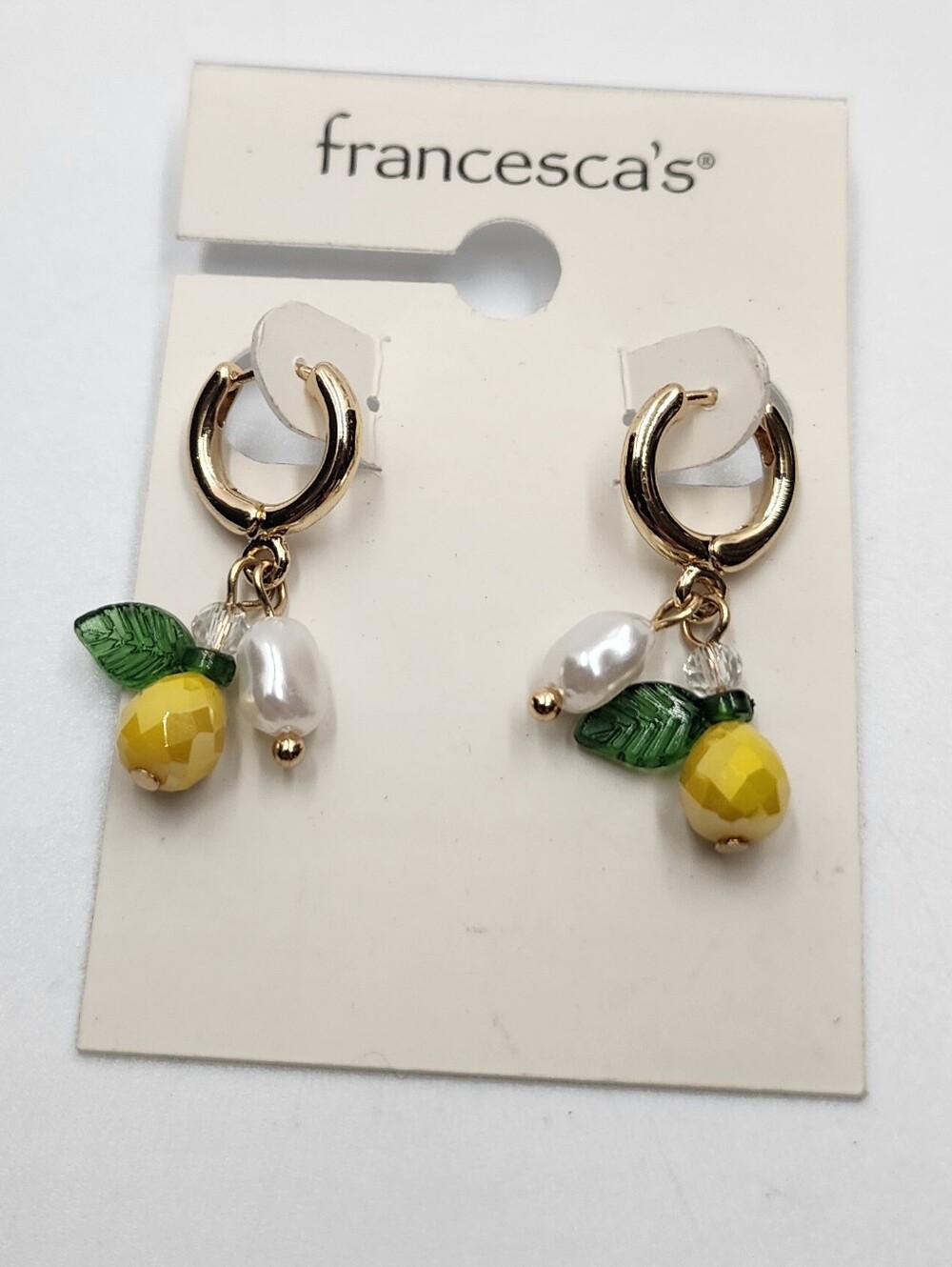Bohemian lemon hoop earrings Francescas Goldtone Yellow